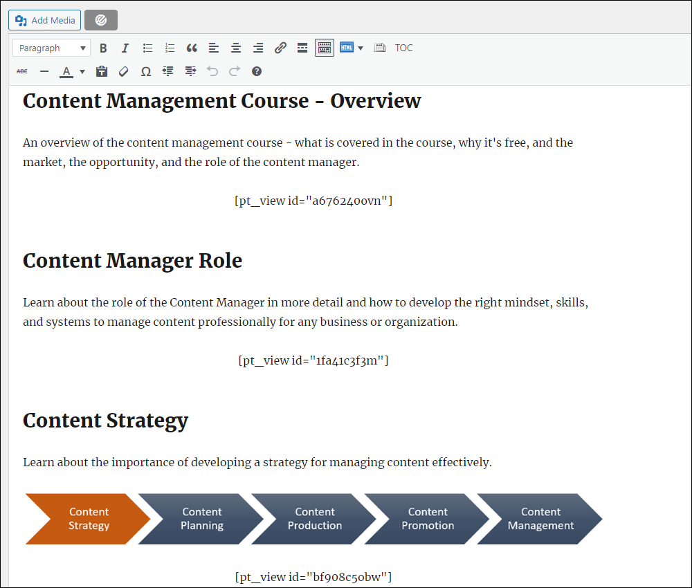 Content Management Course Outline page in edit mode.