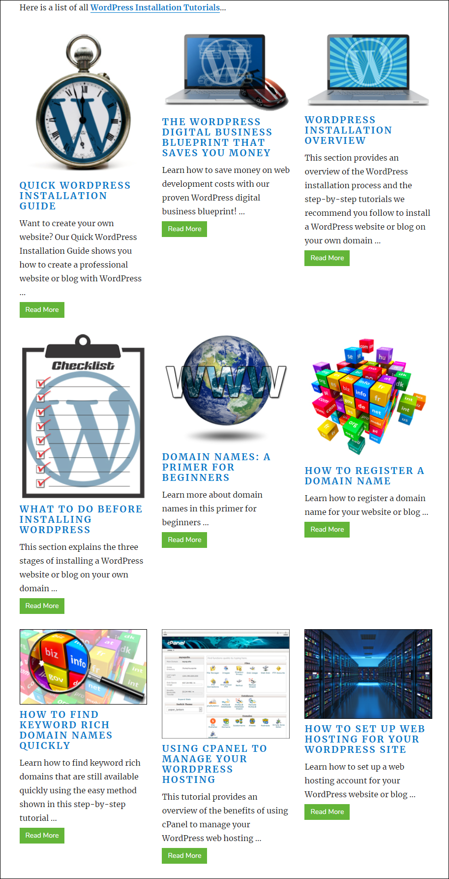 WPCompendium.org - WordPress Installation Tutorials list.