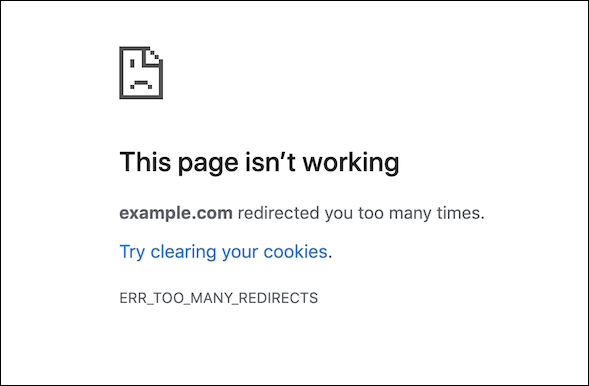 This page isn't working error message.