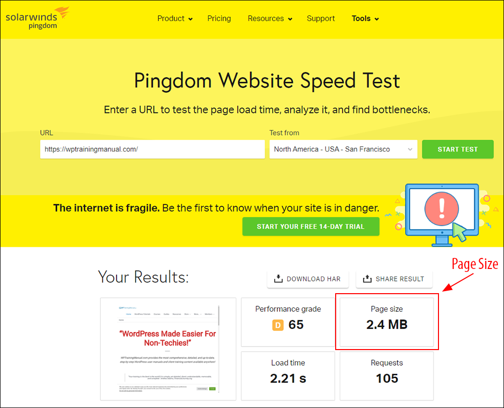 Pingdom Website Speed Test