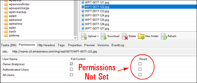 File access permissions not set