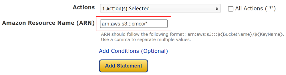 AWS Policy Generator - Amazon Resource Name (ARN)