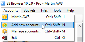 S3 Browser - Add New Account