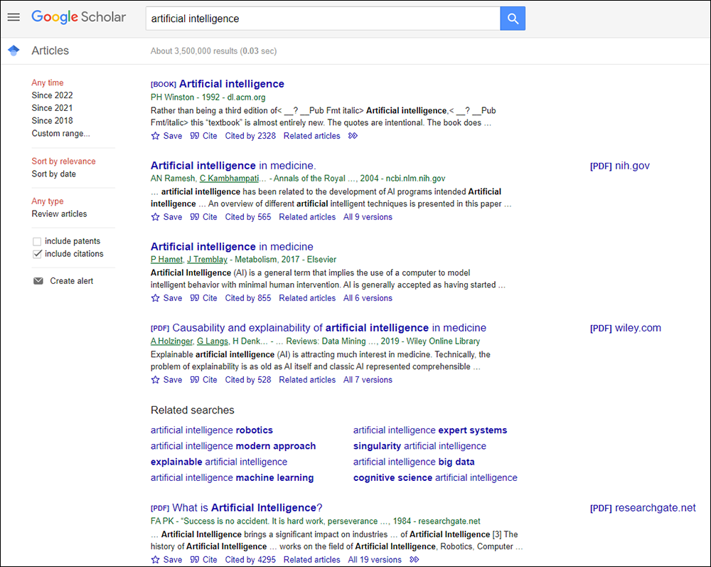 Google Scholar results