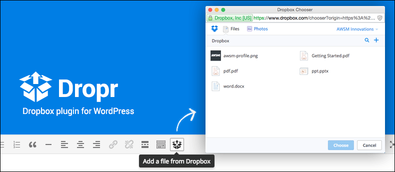 Dropr - Dropbox plugin for WordPress