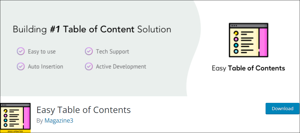 WordPress CMS Plugins - Easy Table of Contents