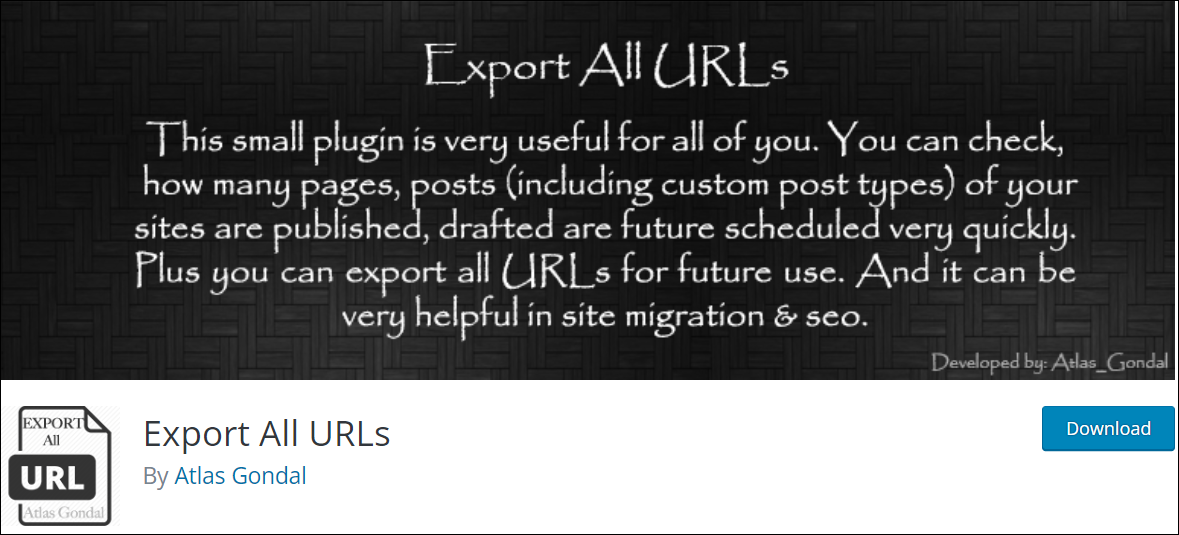 WordPress CMS Plugins - Export All URLs