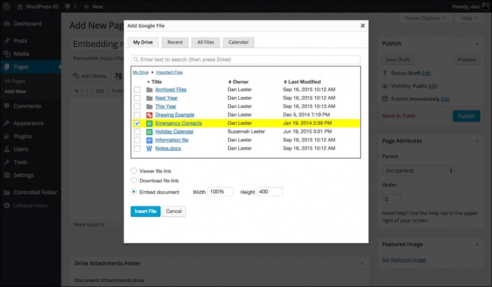 Google Drive Embedder plugin for WordPress.