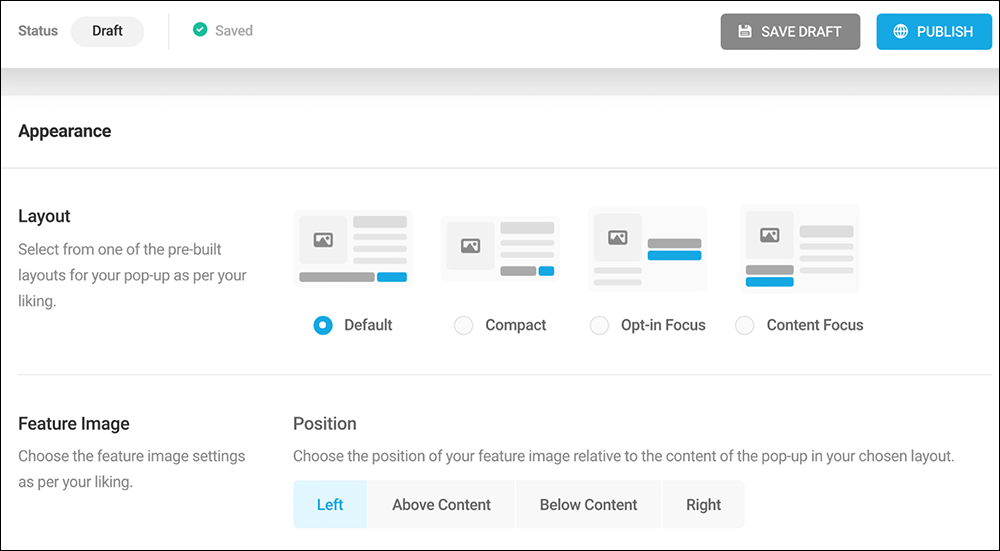 Hustle - Appearance settings.