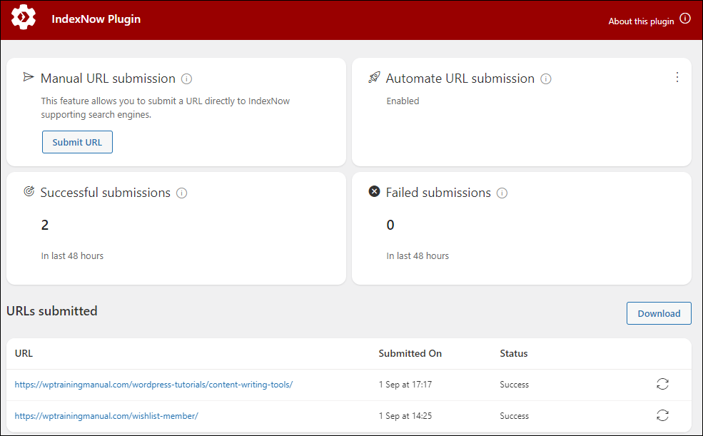 WordPress SEO Plugins: IndexNow Plugin - Settings