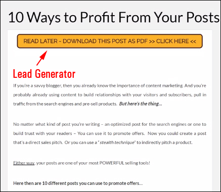 Add a lead generation call-to-action banner to your posts.