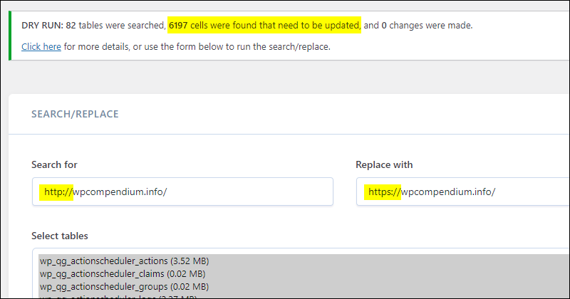 Better Search Replace - Replacing http with https