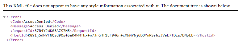 S3 file error - This XML file does not appear to have any style information associated with it.