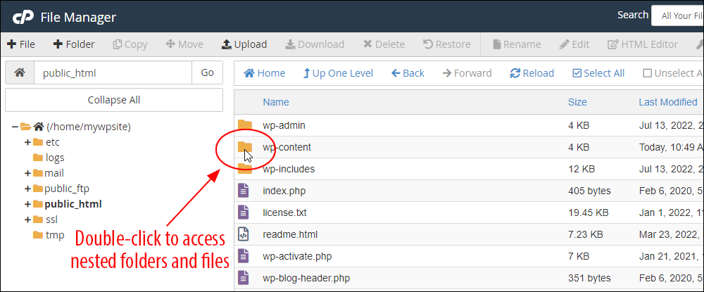 File Transfer Tools: cPanel File Manager