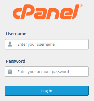 cPanel login screen.