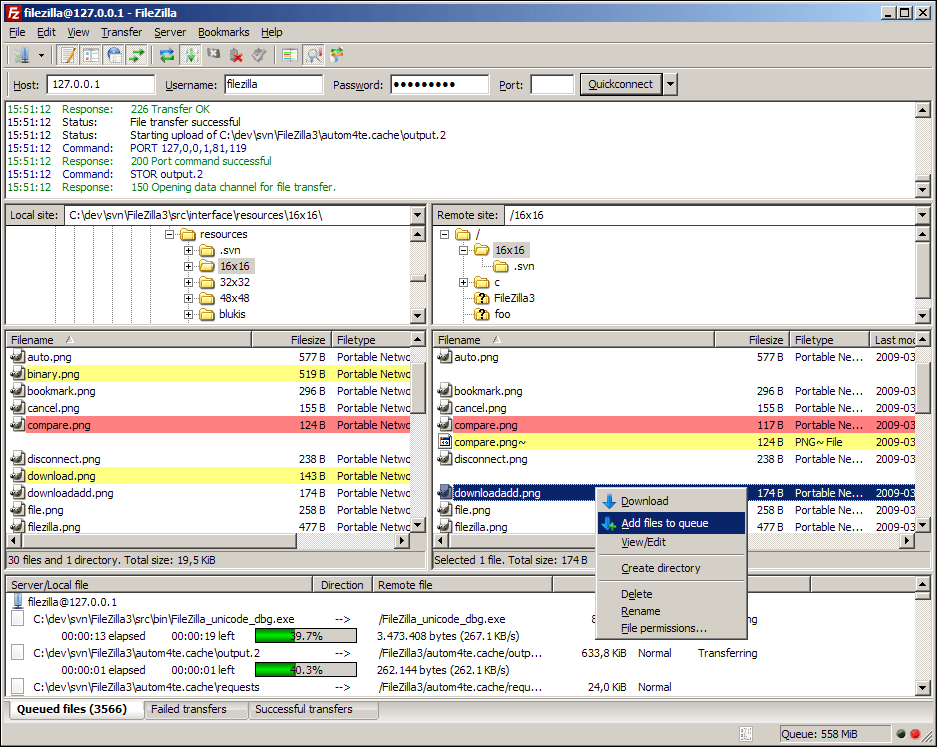 File Transfer Tools - Filezilla's interface