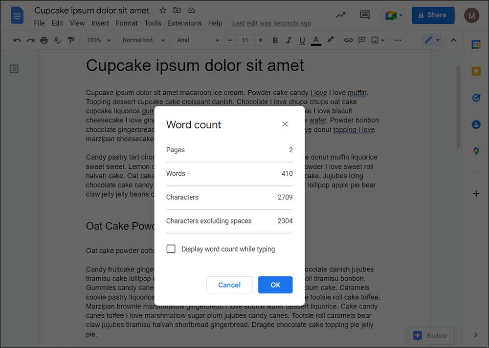 Google Docs - Word Count Tool