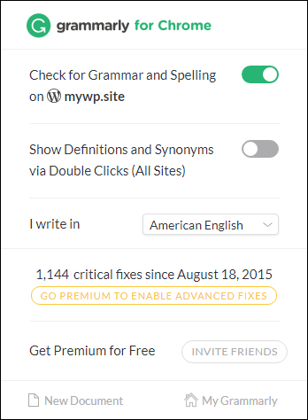 Make sure that Grammarly is enabled.