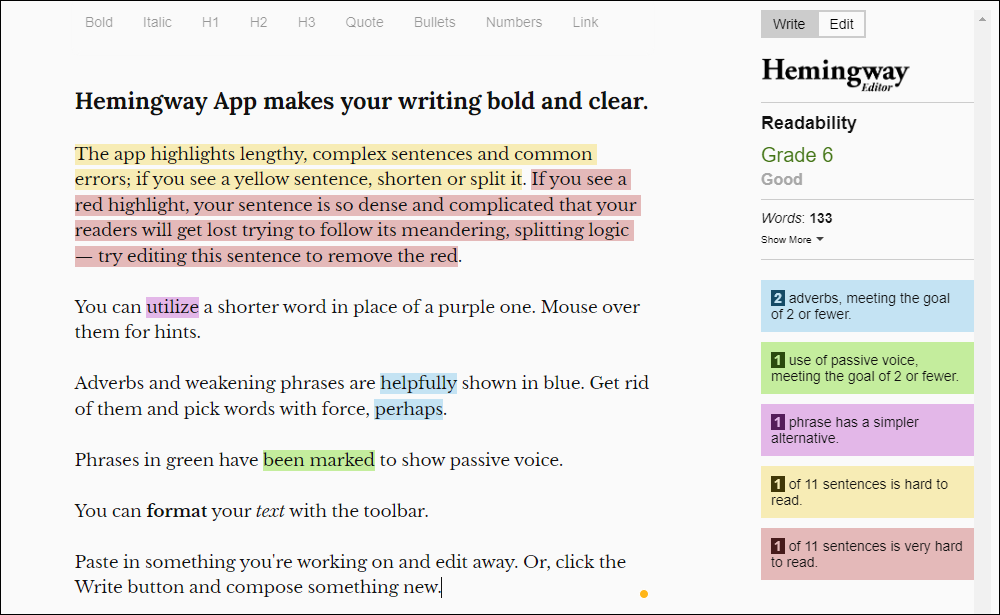 Content Editing Tools - Hemingway Editor