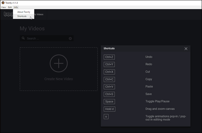 Toonly keyboard shortcuts