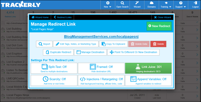 Trackerly gives you complete management and control over your links