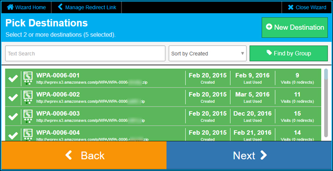 Split-test link destinations