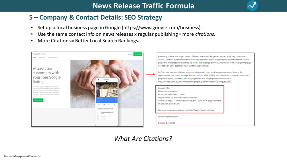 News Release Traffic Formula - course slide